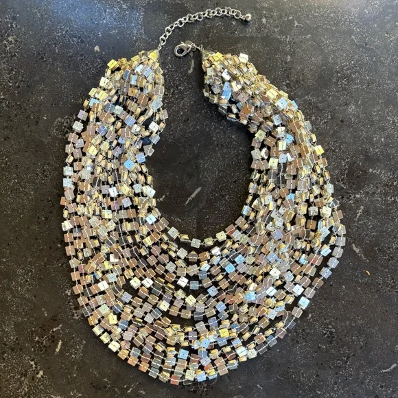 Multi-Layered Super Sparkly Sexy Silver Necklace - Picture 5 of 13